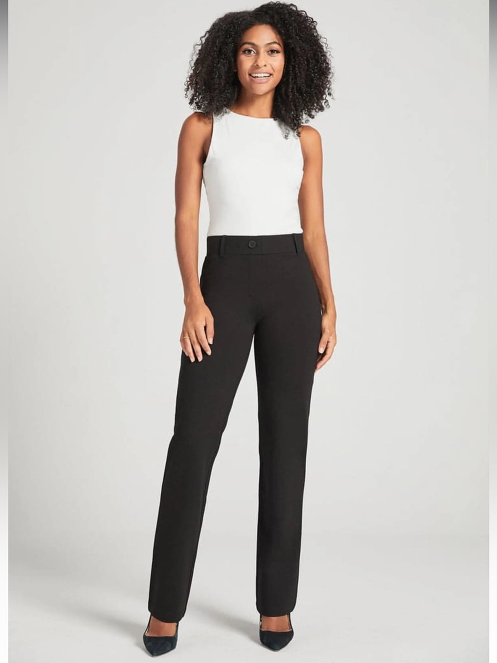 Betabrand Classic DPYP™ Dress Pant Yoga Pant | Straight (Black) XL tall
